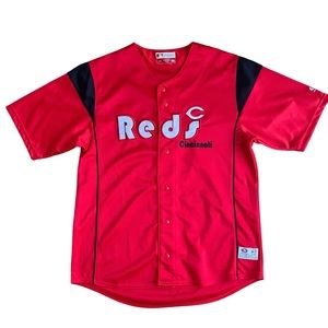 Cincinnati Reds True Fan Jersey Home Red Embroidered MLB Genuine Button Up S/S